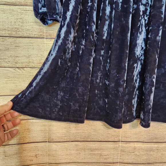 Modcloth Dress Size Small Totally Crushed It Velvet Mini Dress Velour Slate Blue - Picture 6 of 16